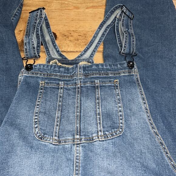 Women's Indigo Blue Side-Panel Skinny Ankle Denim Overalls Maternity Size XL - Picture 5 of 12